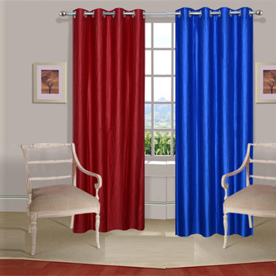35% OFF on Handloomdaddy Polyester Red, Blue Floral Eyelet Curtain 35% OFF on Handloomdaddy Polyester Red, Blue Floral Eyelet Curtain
