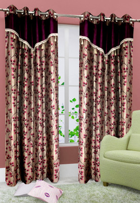 70% OFF on Homefab India Polyester Lavender Floral Eyelet Curtain
