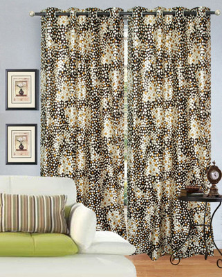 56% OFF on Hargunz Polyester Brown Floral Eyelet Curtain