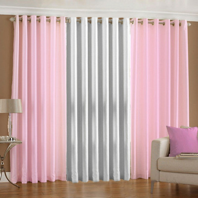 33% OFF on Pindia Polyester Multicolor Geometric Eyelet Curtain