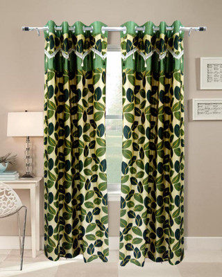 56% OFF on Homefab India Polyester Green Striped Eyelet Curtain