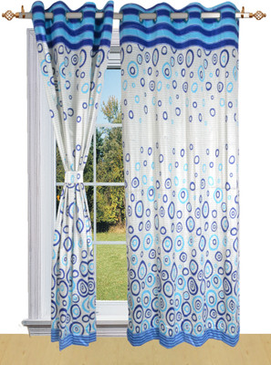 Shandar Polyester Blue Geometric Eyelet Curtain Shandar Polyester Blue Geometric Eyelet Curtain