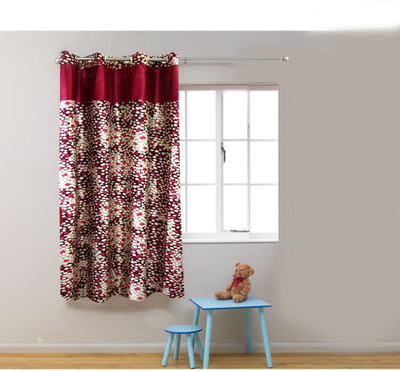 55% OFF on Homefab India Polyester Maroon Geometric Eyelet Curtain