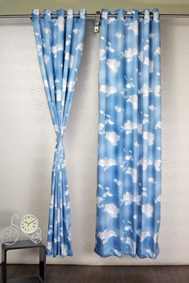 56% OFF on Tudu Polyester Blue, White Solid Eyelet Curtain