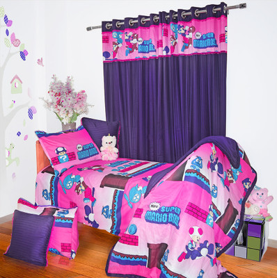 23% OFF on Aurraa Cotton Multicolor Floral Eyelet Curtain