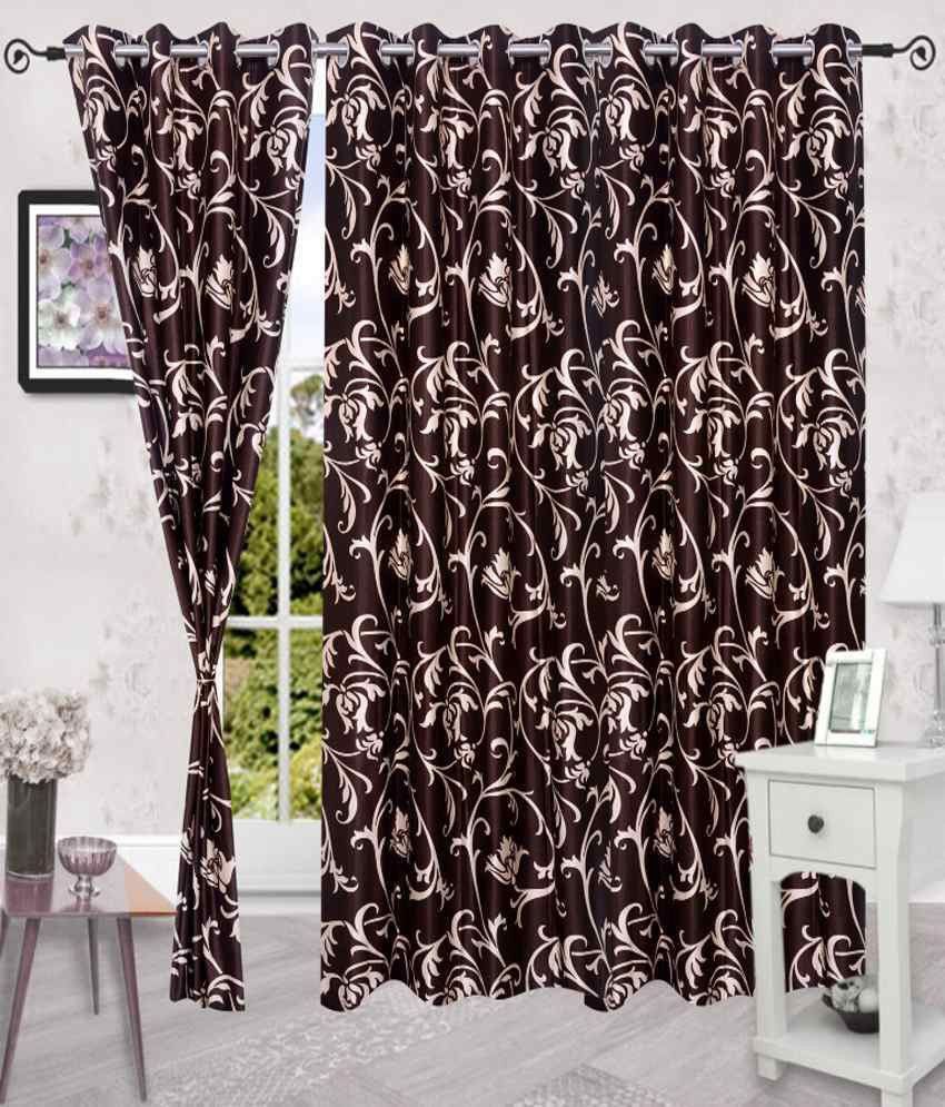 61% OFF on Shopgrab Polyester Brown, Beige Printed Eyelet Curtain