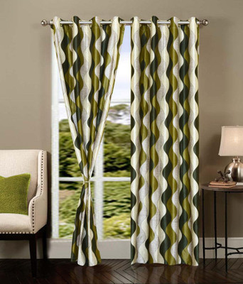 65% OFF on Home Beauty Polyester Green Printed Eyelet Curtain