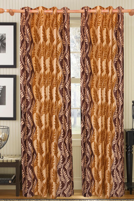 57% OFF on Vrinda Polyester Brown Self Design Eyelet Curtain