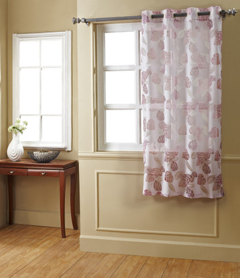 4% OFF on @HOME Polyester, Dupion Pink Window Curtain 152.4 cm in Height