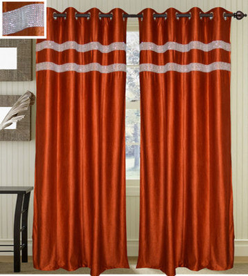 35% OFF on JBG Home Store Polyester Orange Solid Eyelet Curtain