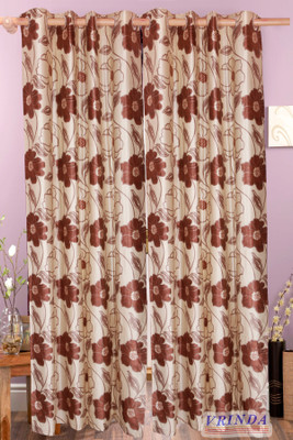 57% OFF on Vrinda Polyester Brown, White Damask Eyelet Curtain