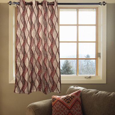 61% OFF on Kings Polycotton Maroon Striped Eyelet Curtain