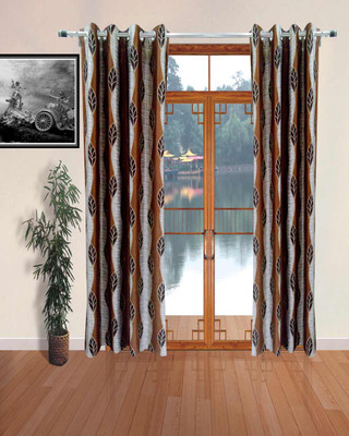 63% OFF on Homefab India Polyester Brown Printed Eyelet Curtain
