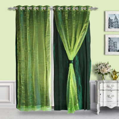 9% OFF on Just Linen Polyester, Tissue Green Solid Eyelet Curtain 9% OFF on Just Linen Polyester, Tissue Green Solid Eyelet Curtain