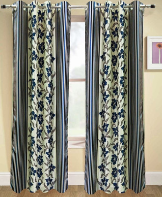 70% OFF on Urban Arts Polyester Dark Blue Solid Eyelet Curtain