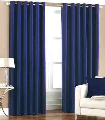 66% OFF on HomeZaara Polyester Blue Solid Eyelet Curtain