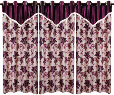 70% OFF on Zikrak Exim Polyester Purple Floral Eyelet Curtain