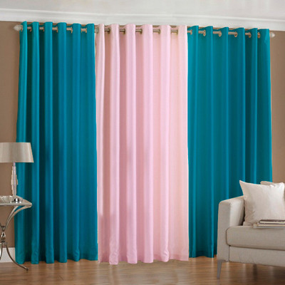 33% OFF on Pindia Polyester Multicolor Striped Eyelet Curtain