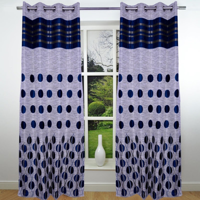 22% OFF on Fresh From Loom Polycotton Blue Self Design Eyelet Curtain