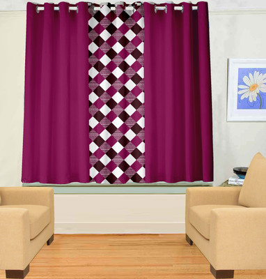 55% OFF on Trendy Home Polyester Lavender Abstract Eyelet Curtain
