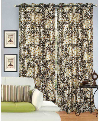 58% OFF on Optimistic Home Furnishing Polyester Brown Mosaic Tab Top Curtain