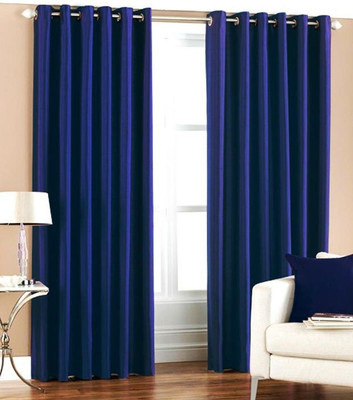 66% OFF on HomeZaara Polyester Blue Solid Eyelet Curtain