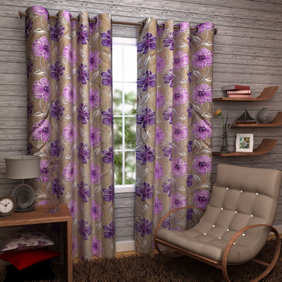 60% OFF on Enfin Homes Polyester Purple Floral Eyelet Curtain