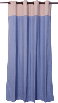 16% OFF on VHome Cotton Beige, Blue Solid Eyelet Curtain