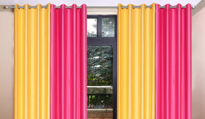 45% OFF on Madhav product Polyester Multicolor Floral Eyelet Curtain
