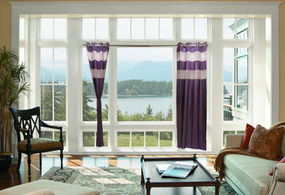 52% OFF on Furnishing Centre Polyester Purple Striped Eyelet Curtain