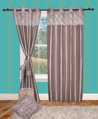 Furniche Polyester Gray Floral Eyelet Curtain Furniche Polyester Gray Floral Eyelet Curtain