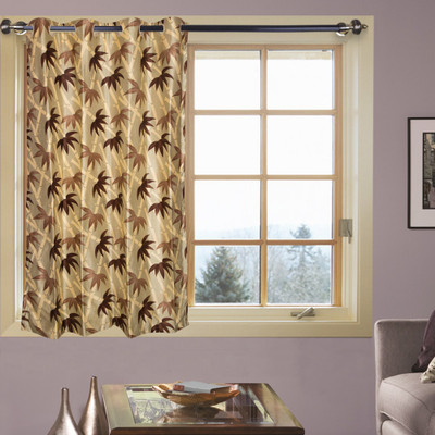 46% OFF on Kings Polyester Beige Floral Eyelet Curtain