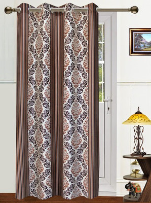 64% OFF on Dekor World Polyester Brown Damask Eyelet Curtain