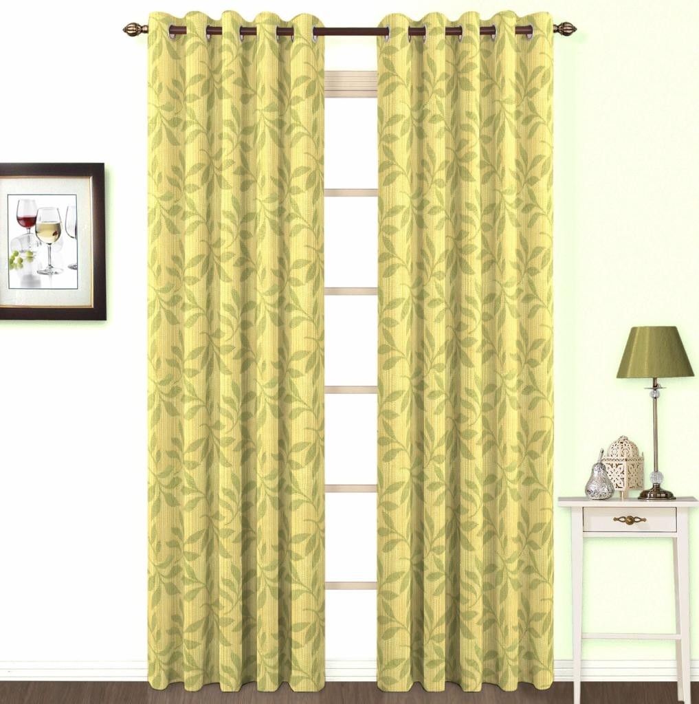 9% OFF on Skipper Polyester, Viscose, Blends Green Floral Concealed Tab Top Curtain