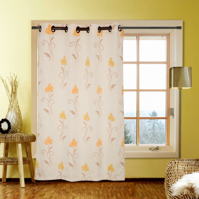 40% OFF on Kings Polycotton white Printed Eyelet Curtain