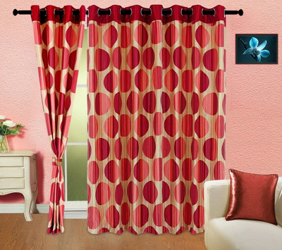 50% OFF on Cortina Polyester Red Floral Eyelet Curtain 50% OFF on Cortina Polyester Red Floral Eyelet Curtain