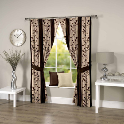52% OFF on Threadmix Polyester Brown Abstract Eyelet Curtain