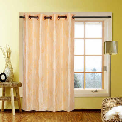 40% OFF on Kings Polycotton Cream Self Design Tab Top Curtain