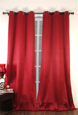 8% OFF on Deco Window Polyester Maroon Solid Eyelet Curtain