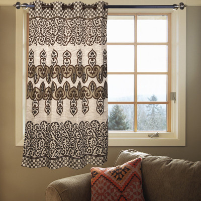 61% OFF on Kings Polycotton Brown Checkered Eyelet Curtain