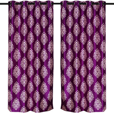 67% OFF on Zikrak Exim Polyester Purple Self Design Eyelet Curtain