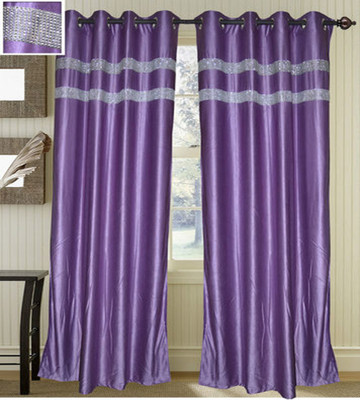 32% OFF on JBG Home Store Polyester Purple Solid Eyelet Curtain