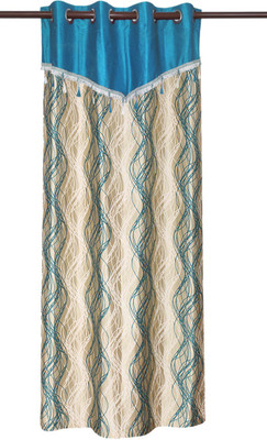 70% OFF on Zikrak Exim Polyester Blue Chevron Eyelet Curtain