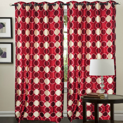 60% OFF on Decor Vatika Polyester Maroon Abstract Eyelet Curtain