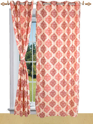 50% OFF on Shandar Polyester Red Abstract Eyelet Curtain