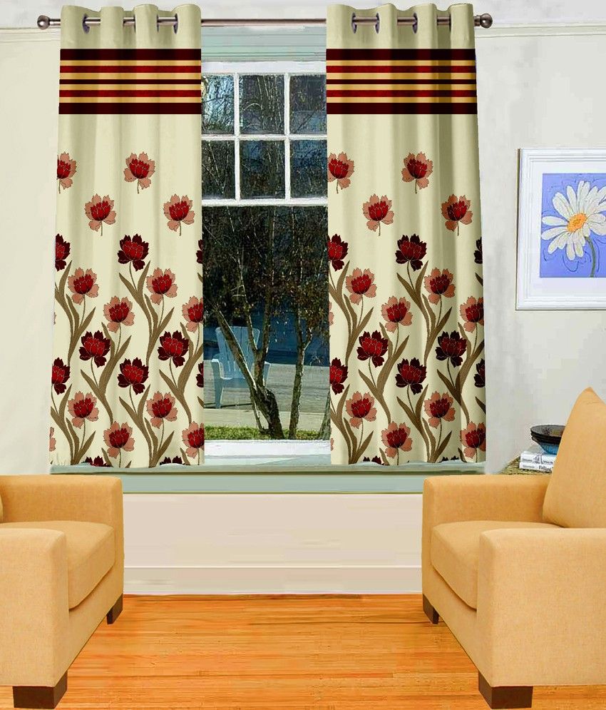 44% OFF on Trendy Home Polyester Multicolor Floral Eyelet Curtain