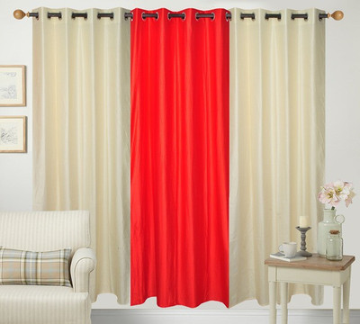 57% OFF on Fresh From Loom Polycotton Multicolor Solid Eyelet Curtain