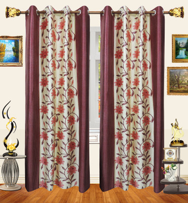 54% OFF on Decor Bazaar Polyester Maroon Printed Eyelet Curtain