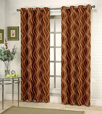37% OFF on Fabutex Brown Floral Eyelet Curtain