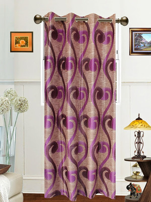 61% OFF on Dekor World Polyester Pink, Purple Geometric Eyelet Curtain